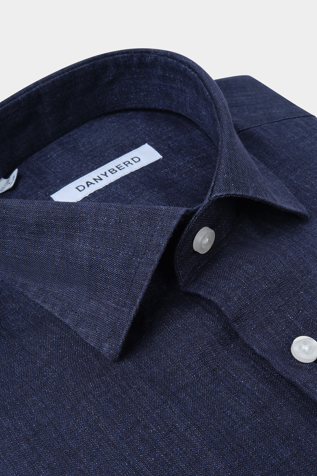 Chemise en lin col français - Bleu nuit