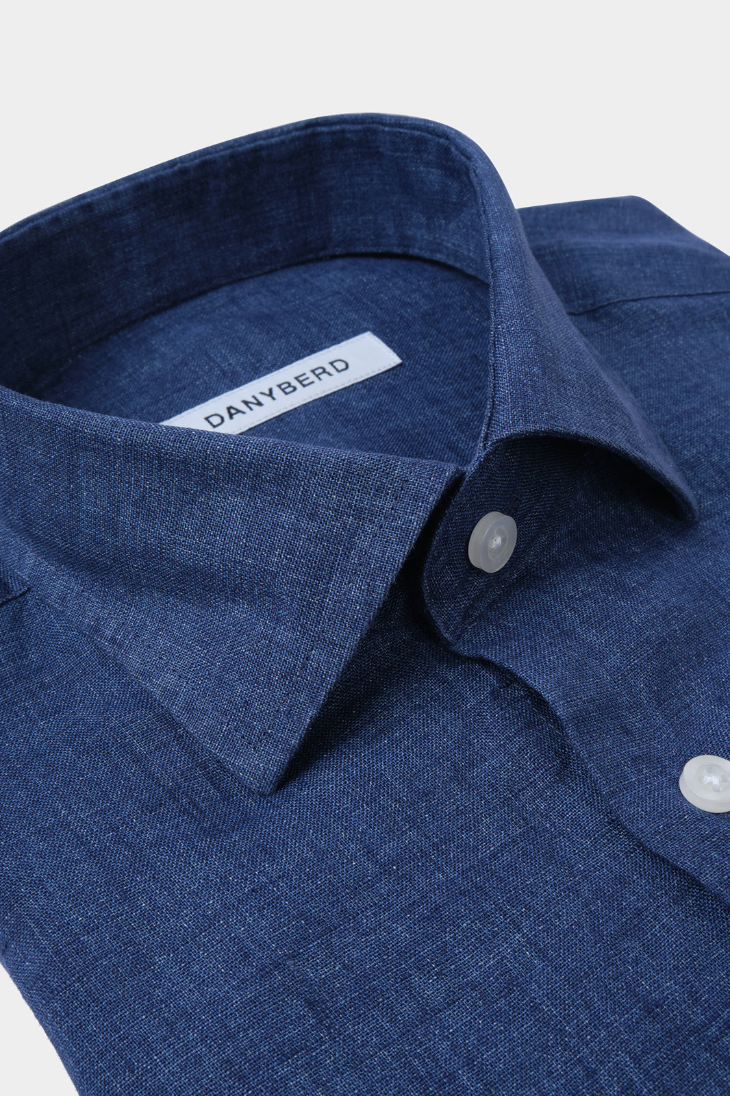 Chemise en lin col français - Bleu jeans
