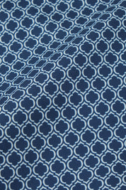 Kids' navy swim shorts with wave pattern
