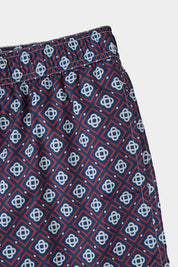 Short de bain marine à losange rouge
