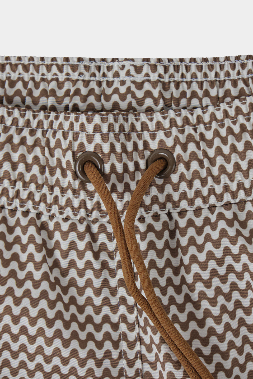Short de bain ENFANT blanc motif vague marron