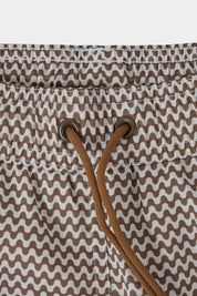 Short de bain ENFANT blanc motif vague marron
