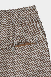 Short de bain ENFANT blanc motif vague marron