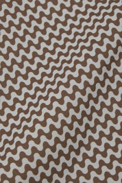Short de bain ENFANT blanc motif vague marron