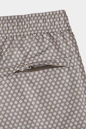 Short de bain blanc à motif marron