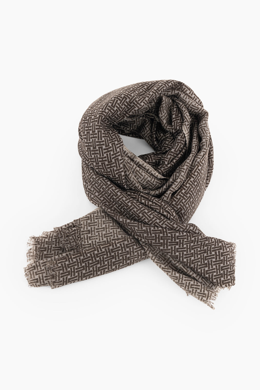 Mercerized wool patterned scarf