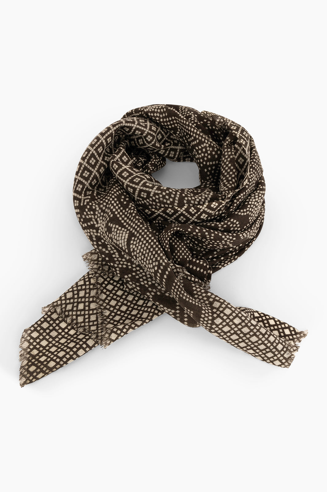 Mercerized wool patterned scarf