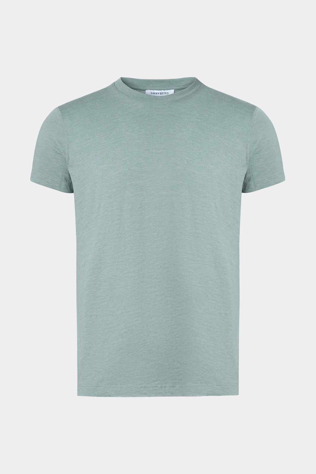 vue sur fond blanc d'un t-Shirt manche courte en coton et polyester de couleur amande