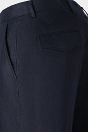 Linen cargo trousers - Navy
