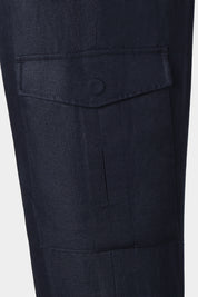 Linen cargo trousers - Navy