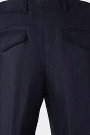 Linen cargo trousers - Navy