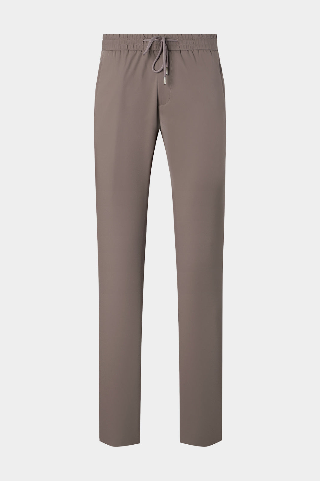 Vue sur fond blanc d'un pantalon jogpant technique poches zippées en taupe