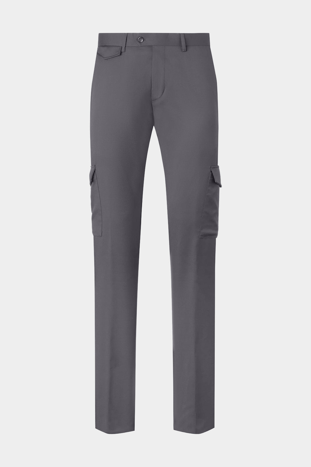 Vue sur fond blanc d'un pantalon cargo bon en gris