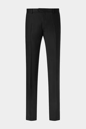 Vue sur fond blanc d'un pantalon traditionnel de costume noir.