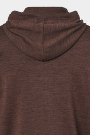Gilet zippé à capuche en laine - Marron