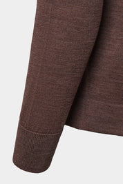 Gilet zippé à capuche en laine - Marron