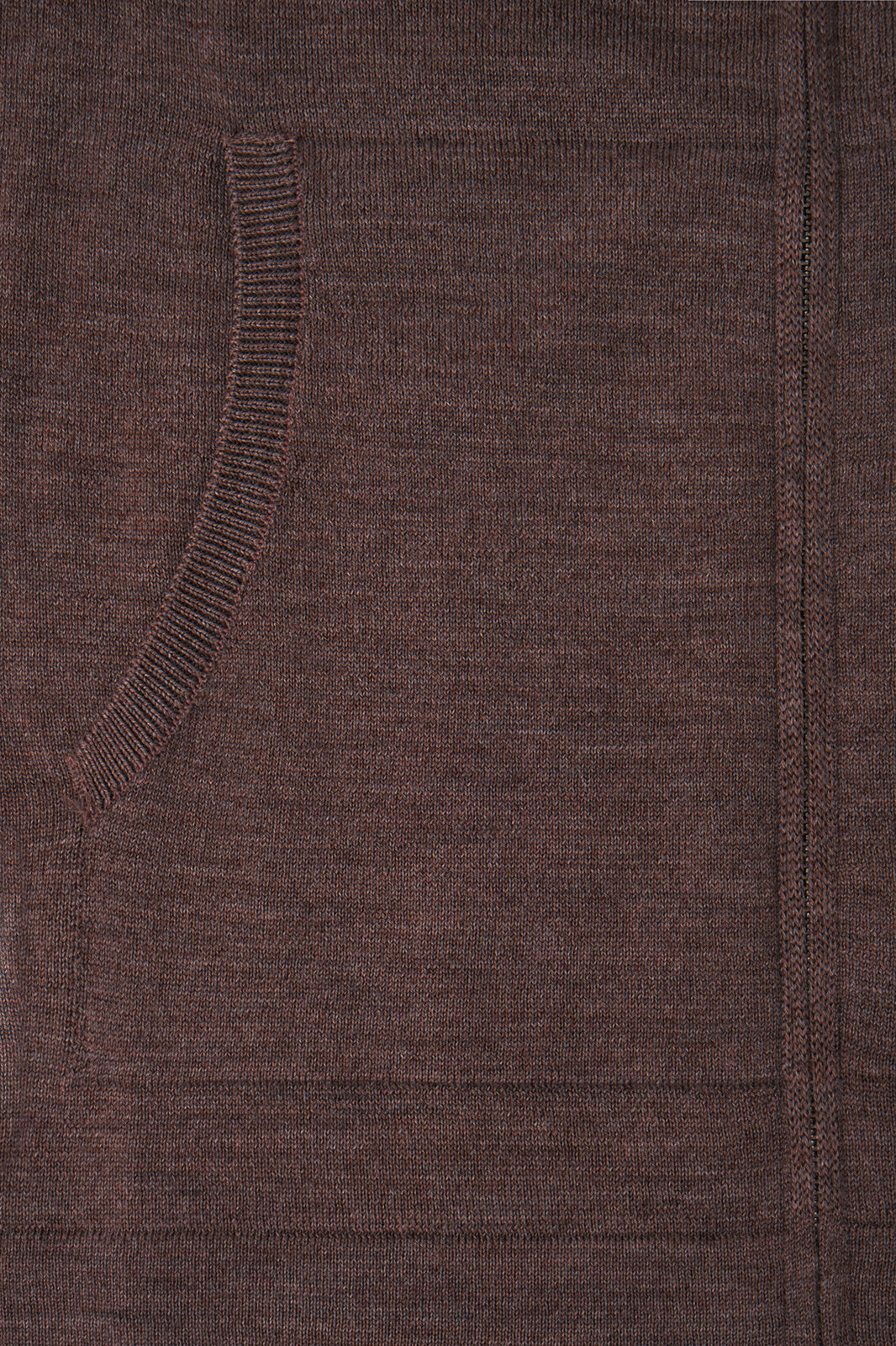 Gilet zippé à capuche en laine - Marron