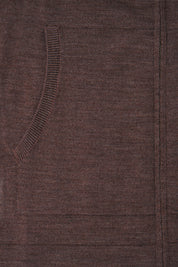 Gilet zippé à capuche en laine - Marron