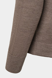 Gilet zippé à capuche en laine - Taupe