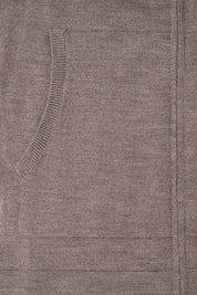 Gilet zippé à capuche en laine - Taupe