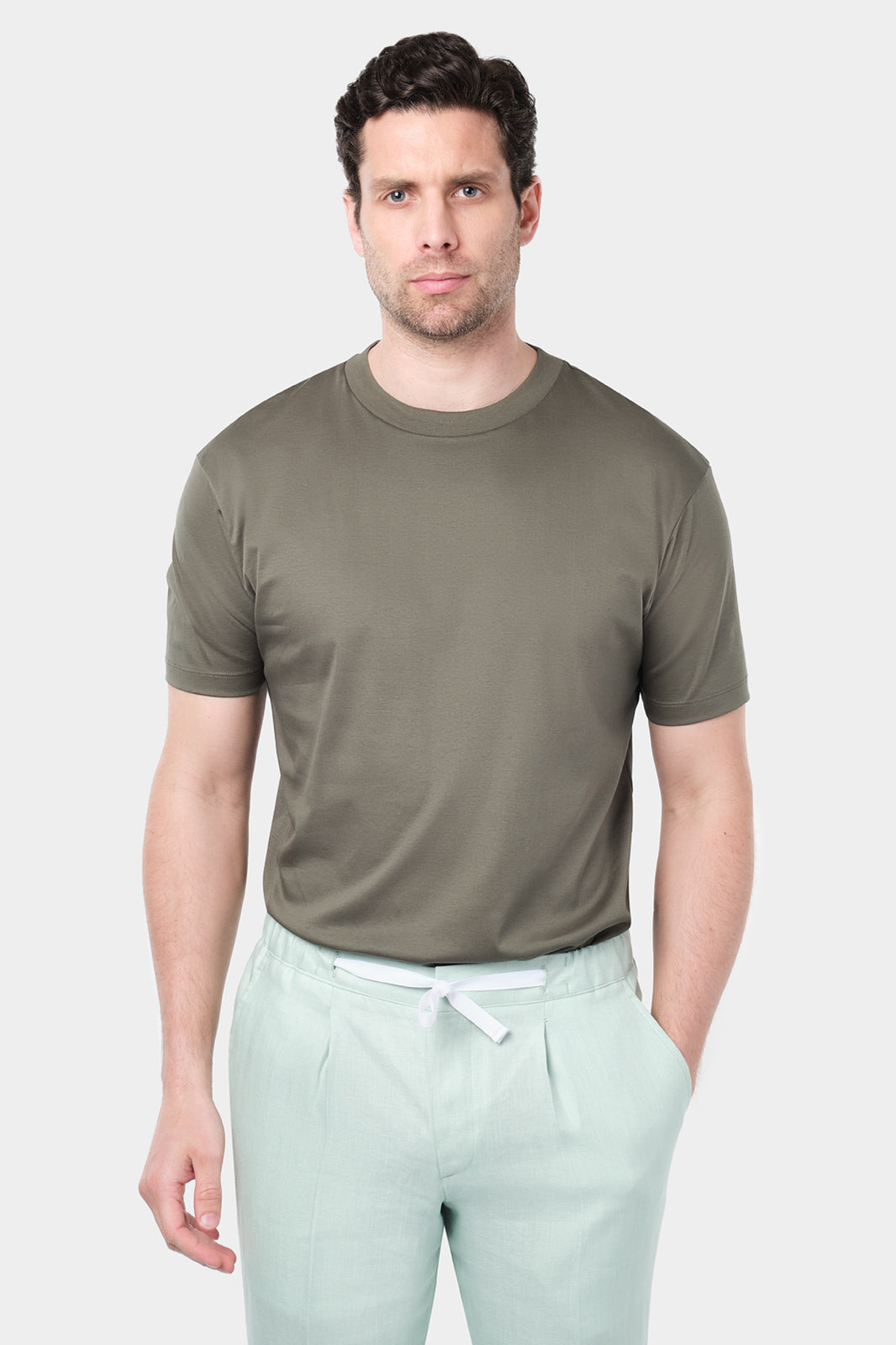 T-shirt Vayan col rond en ice coton - Kaki