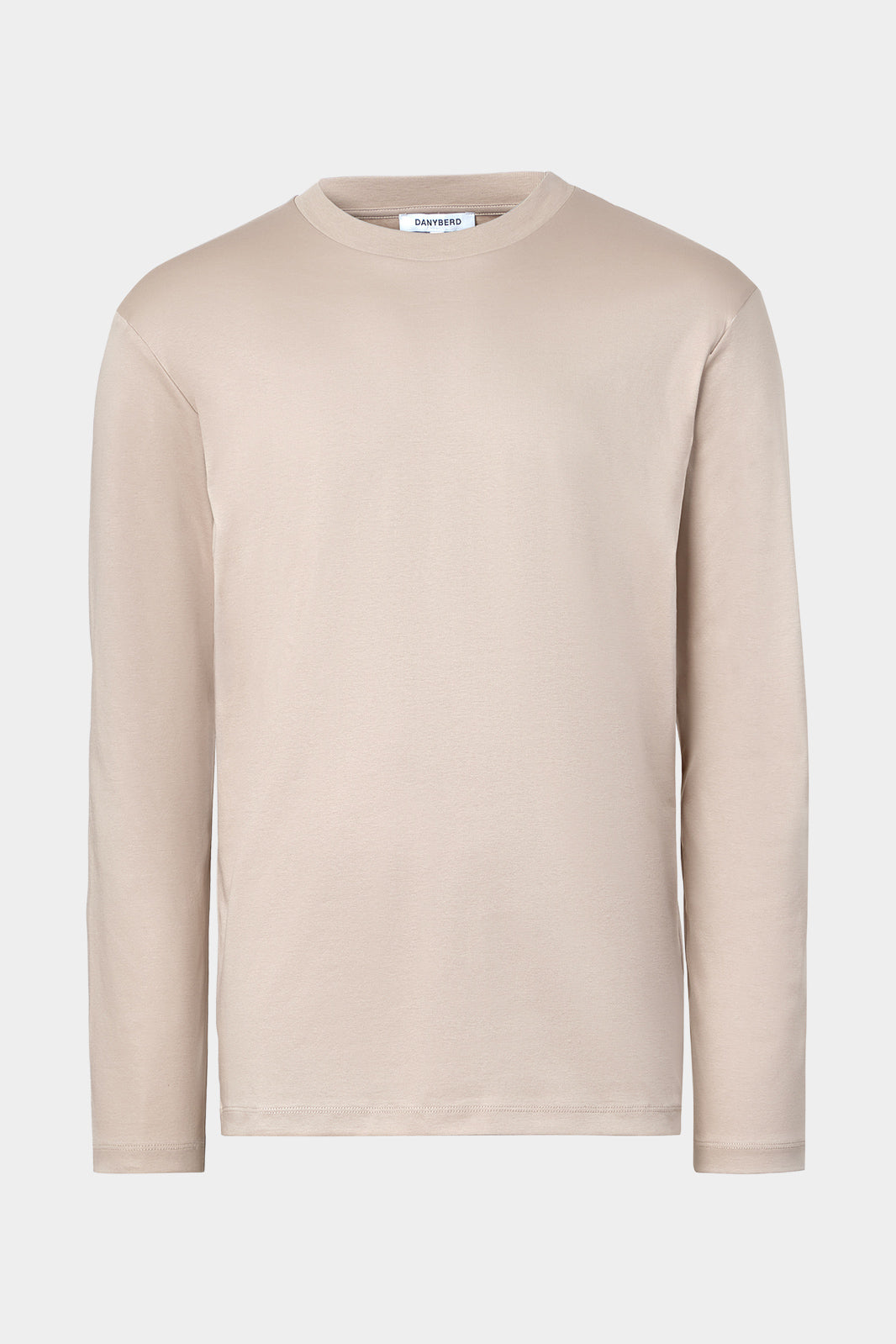 Vue sur fond blanc d'un t-shirt manches longues en ice coton en beige
