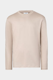 Vue sur fond blanc d'un t-shirt manches longues en ice coton en beige