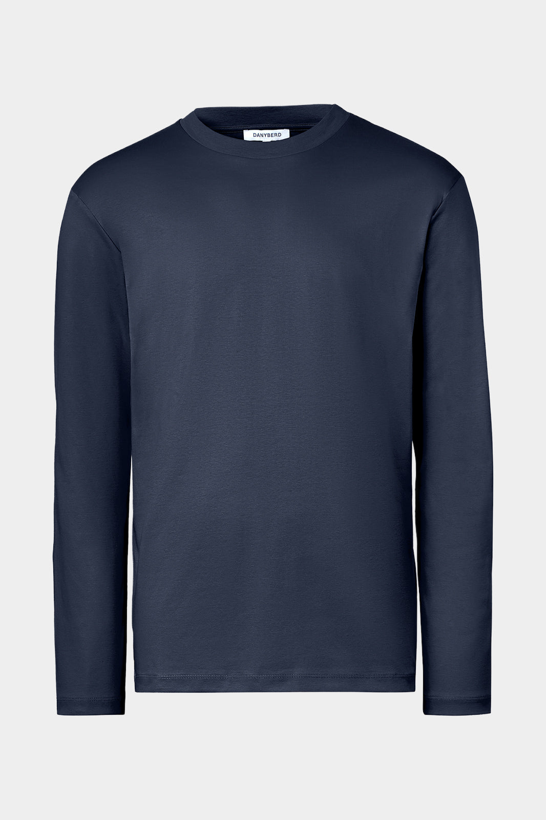 Vue sur fond blanc d'un t-shirt manches longues en ice coton en marine