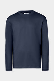Vue sur fond blanc d'un t-shirt manches longues en ice coton en marine