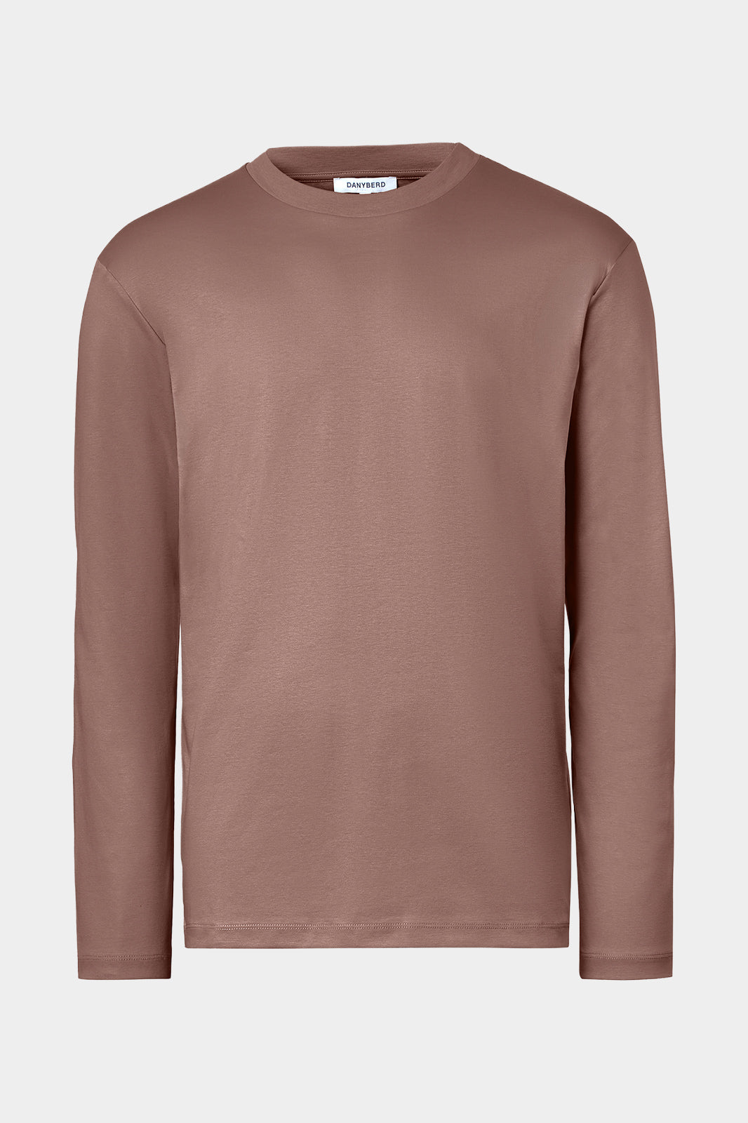 Vue sur fond blanc d'un t-shirt manches longues en ice coton en marron