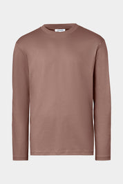 Vue sur fond blanc d'un t-shirt manches longues en ice coton en marron