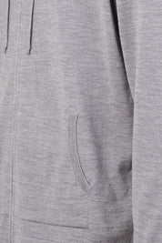 Gilet zippé à capuche en laine - Gris moyen