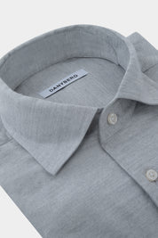 Italian soft collar shirt with flap chest pocket - Light Grey