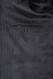 Costume revers large à rayures - Gris anthracite