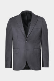 Costume revers large à rayures - Gris anthracite