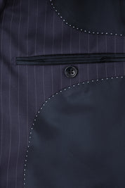 Costume revers large à rayures - Marine