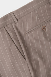 Costume en laine - Beige à rayures blanches