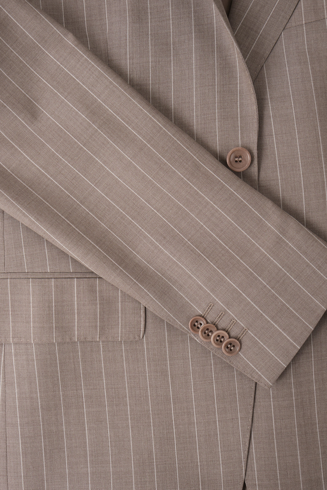 Costume en laine - Beige à rayures blanches