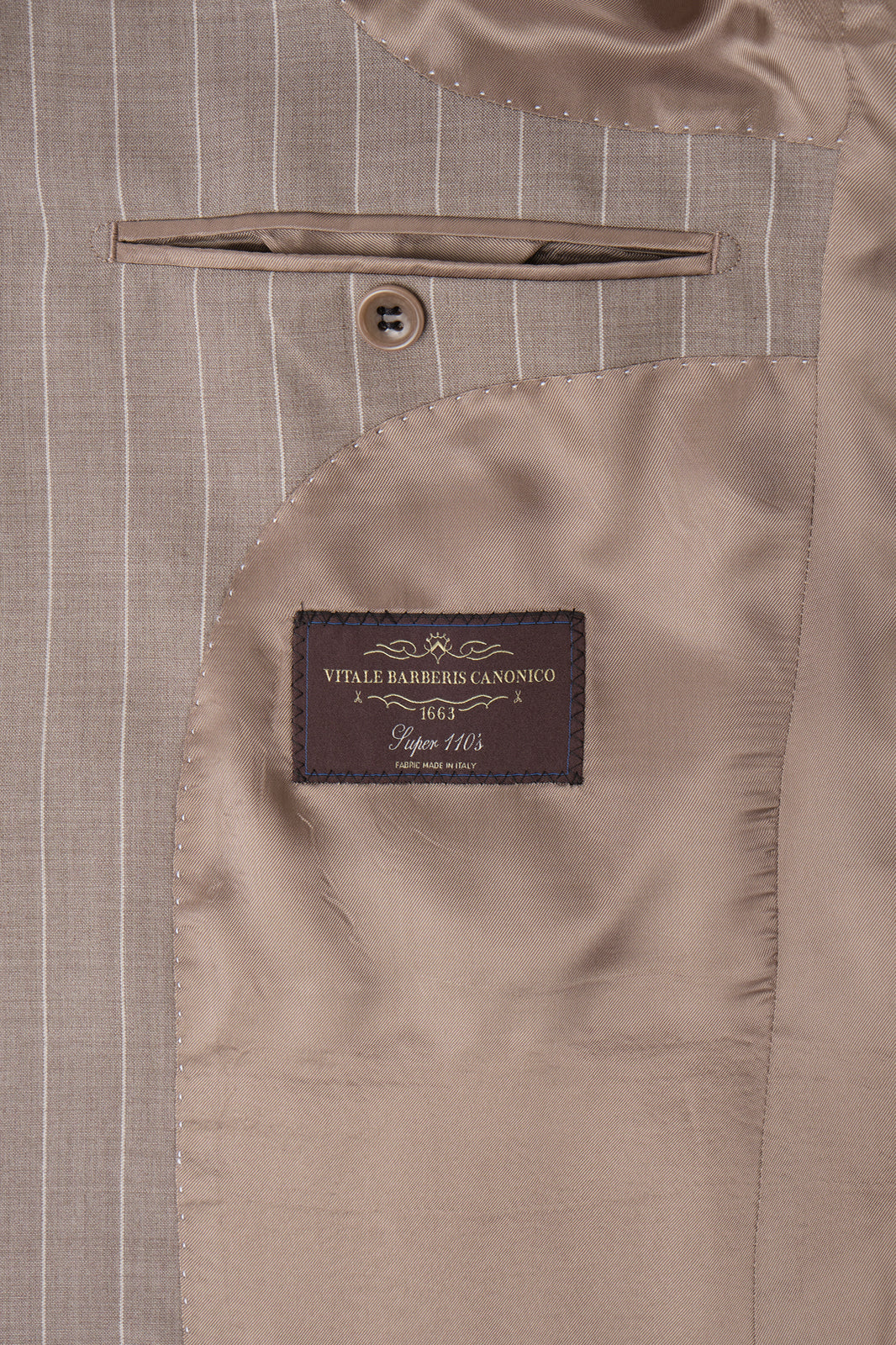 Costume en laine - Beige à rayures blanches