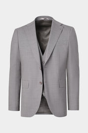 Costume 3 pièces en laine stretch - Gris moyen