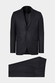 Vue sur fond blanc d'un costume en flanelle de chez Canonico gris foncé