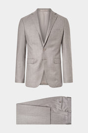 Fine Lapel Flannel Suit - Light Grey 