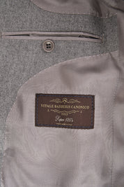 Fine Lapel Flannel Suit - Light Grey 
