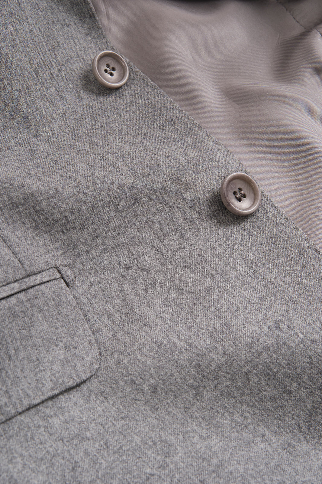Fine Lapel Flannel Suit - Light Grey 