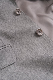 Fine Lapel Flannel Suit - Light Grey 