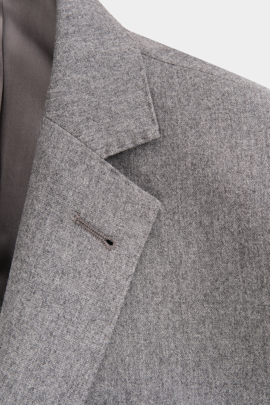 Fine Lapel Flannel Suit - Light Grey 