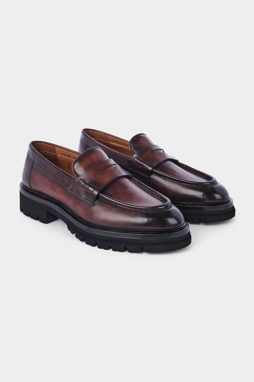 Mocassins en cuir avec semelle épaisse et crantée - Marron