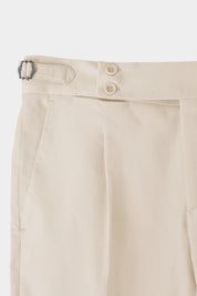Cotton 1-ply drawstring pants - Beige - check by Dorit