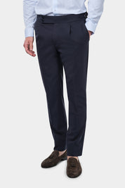 Pantalon à pattes de serrage laine - Bleu marine